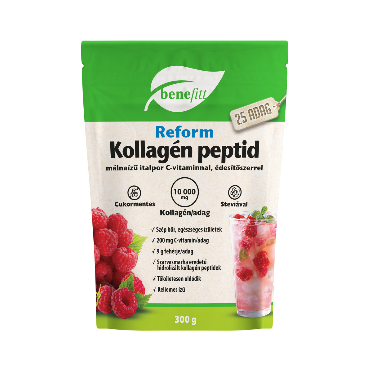 BENEFITT Reform Collagen drink powder, raspberry flavor 300g