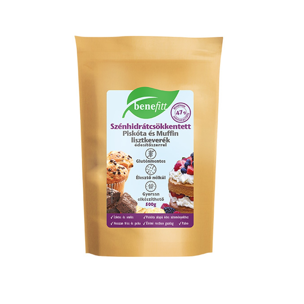 BENEFITT Szénhidrátcsökkentett Gluténmentes Piskóta & Muffin lisztkeverék 500g